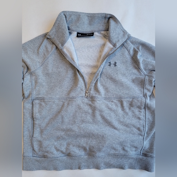 Under Armour Half Zip Pullover Sweatshirt Light Gray Loose Fit - Picture 3 of 4